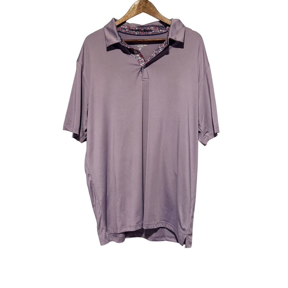 MAELREG Mens Performance Short Sleeve Polo Shirt Floral 2XL Golf Breathable